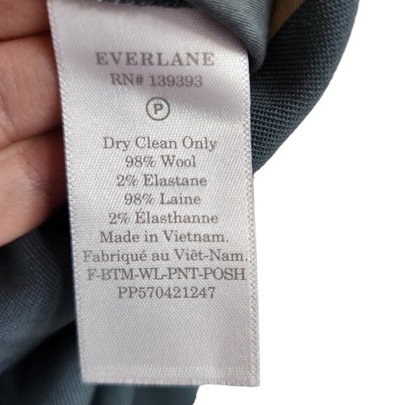 Everlane Pants 14 Women's Teal Blue Green Wide Leg Wool Blend - Picture 11 of 11